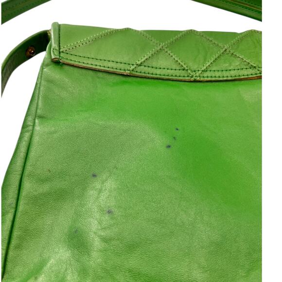 Rare Vintage 70s Womens Handbag Leather Green Medium - Picture 9 of 9
